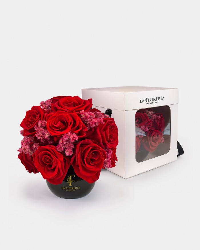Black Red Box Rosas Eternas